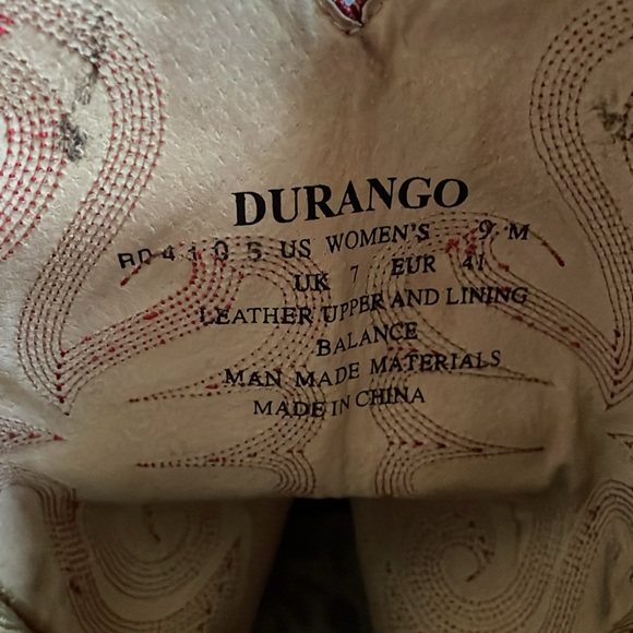 Red Durango Cowboy Western Boots, Size 9 - Picture 3 of 4